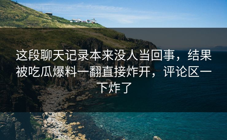 这段聊天记录本来没人当回事，结果被吃瓜爆料一翻直接炸开，评论区一下炸了